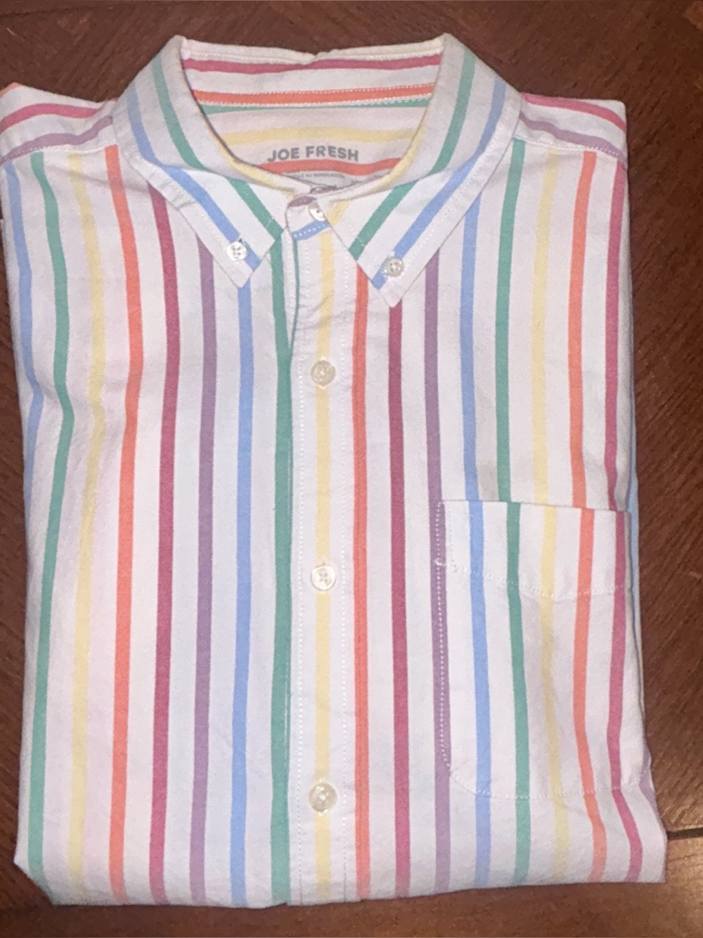 Joe Fresh mens Multi-Color Striped woven cotton Button-Up Shirt